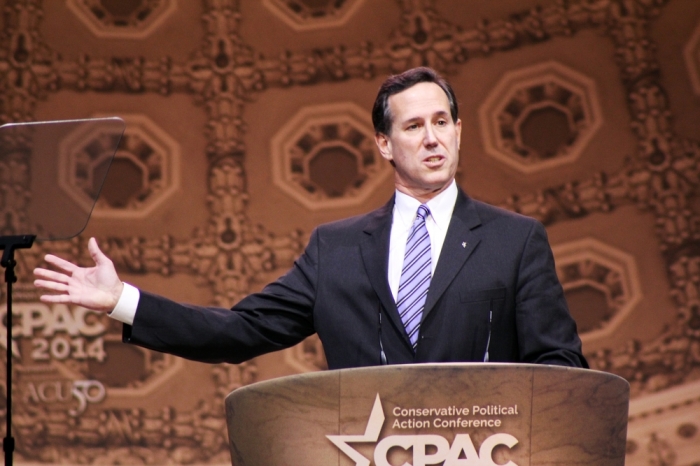 Former Pennsylvania Senator Rick Santorum speaking at the Conservative Political Action Conference held in National Harbor, Md., March 7, 2014.