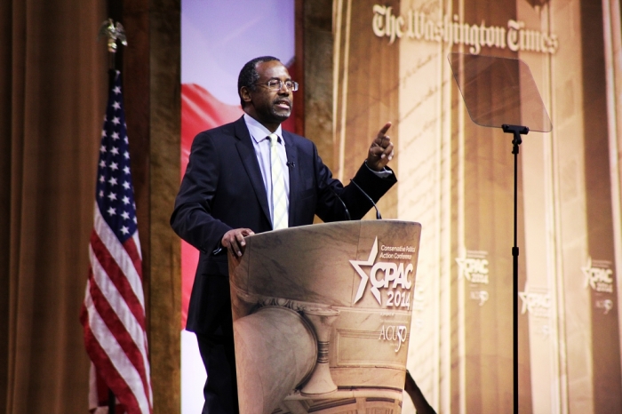 Former pediatric neurosurgury director at the Johns Hopkins Children's Center Ben Carson speaks at the Conservative Political Action Conference in National Harbor, Maryland, March 8, 2014.