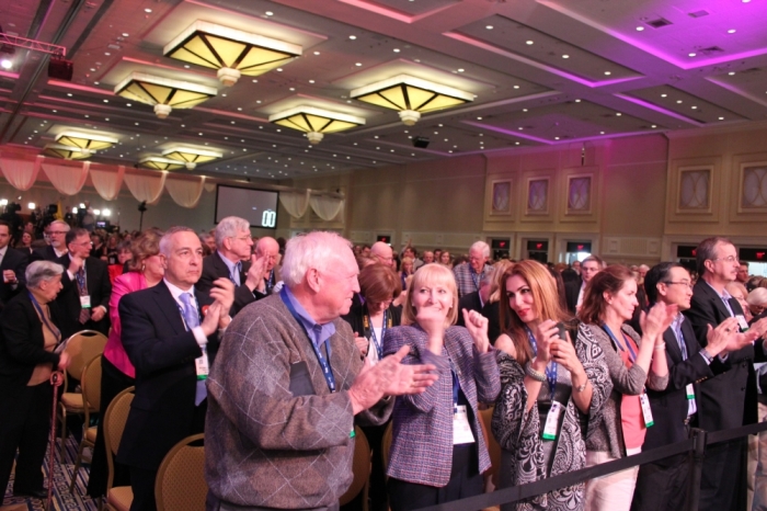The crowd reacts to Senator Rand Paul's (R, Kentucky) speech at the Conservative Political Action Conference in National Harbor, Md., March 7, 2014.