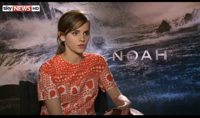 Emma Watson talking about the upcoming movie 'Noah' in an interview with Sky News, posted on March 24, 2014.