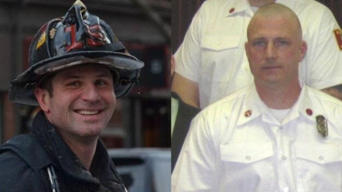 Firefighters Mike Kennedy (L) and Lt. Ed Walsh (R) died in a Boston fire Wednesday, March 26, 2014.