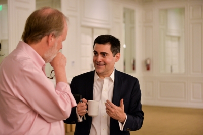 Russell Moore (R), president of the Southern Baptist Convention's Ethics and Religious Liberty Commission, speaking with The Los Angeles Times' Doyle McManus (L) at the Ethics and Public Policy Center's Faith Angle Forum, Miami Beach, Fla., March 25, 2014.