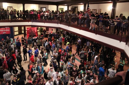 Youths gather at the Hylton Memorial Chapel in Woodbridge, Va. for day two of "Reverse," an event organized by Dare 2 Share Ministries.