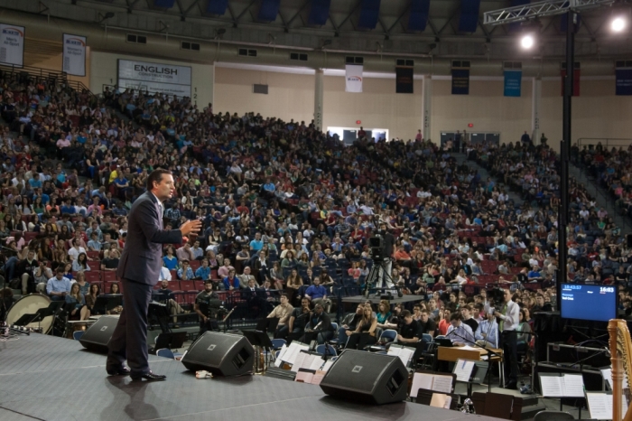 Sen. Ted Cruz (R-Texas) speaking at the Liberty University Convocation, Lynchburg, Va., April 2, 2014.