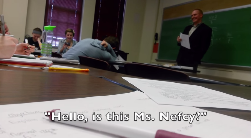 Students at Aquinas College in Grand Rapids, Mich., pull an epic April Fools' joke on their macroeconomics professor, Stephen Barrows.