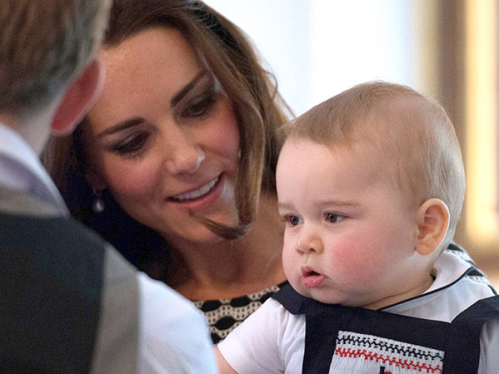 Prince George and Kate Middleton at George's playdate in New Zealand.