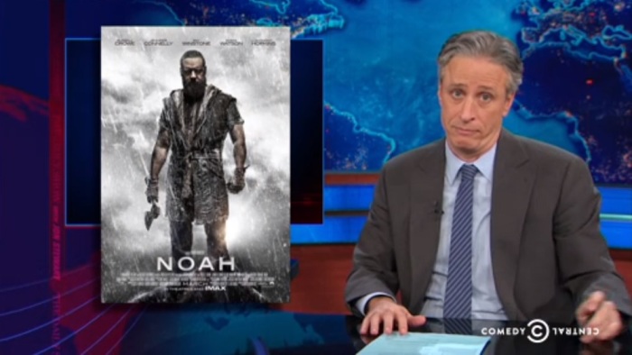 Jon Stewart, the host of Comedy Central's 'The Daily Show,' discusses 'Noah' on April, 8, 2014.