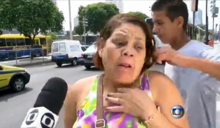 a woman is mugged on TV in Brazil