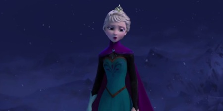 Idina Menzel as Elsa sings