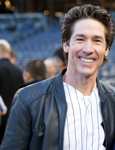 Joel Osteen, pastor of Lakewood Church in Houston, Texas, appears at Yankee Stadium in the Bronx, New York City, on Wednesday, April 9, 2014.