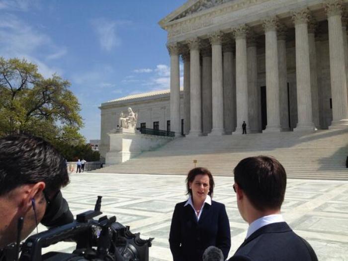 SBA List President Marjorie Dannenfelser interviewed in front of the U.S. Supreme Court, Washington, D.C., April 22, 2014.