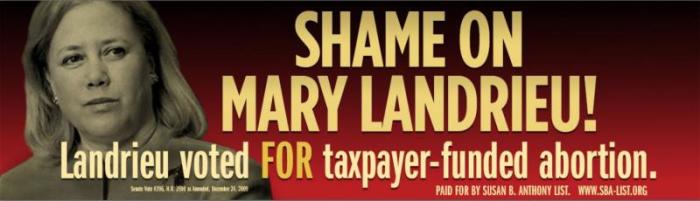 SBA List billboard ad against Sen. Mary Landrieu (D-La.).