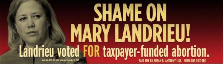 SBA List billboard ad against Sen. Mary Landrieu