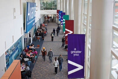 Students walk to class at Harper College in Palatine, Illinois, February 21, 2013.