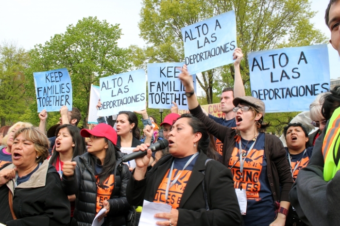 Over 1,000 Immigration-reform activists gathered outside of the White House to protest the nearly two million people who have been deported under President Obama's administration.