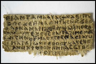 This image shows the front of the papyrus fragment known as 'The Gospel of Jesus's Wife,' and is written in ancient Coptic script.