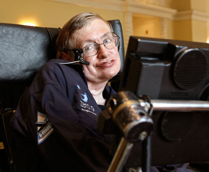 Stephen Hawking, the British physicist and best-selling author famed for his work on time and space theory while confined to a wheelchair, answers questions during an interview in Orlando, Florida April 25, 2007. Hawking will fly weightless on the ZERO-G Experiment on April 26, 2007, the flight will take off from the Shuttle Landing Facility at the Kennedy Space Center.