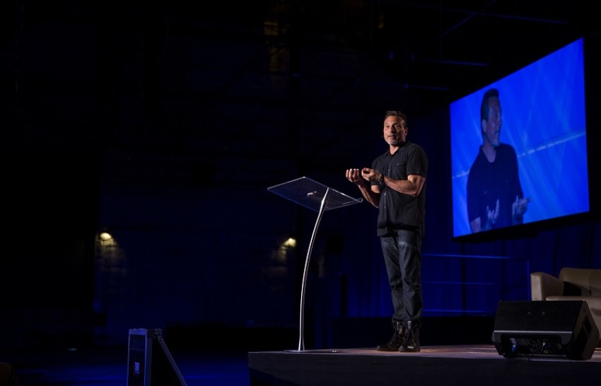 Author and pastor Erwin McManus tells entertainment industry crowd at Biola Media Conference that "the future is waiting inside your imagination," May 3, 2014.