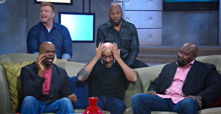 (Clockwise) Michael Boggs, Anthony Evans, Jerry Shirer, Carlos Whittaker, and Michael Jr. appear on "The Chat" with host Priscilla Shirer.