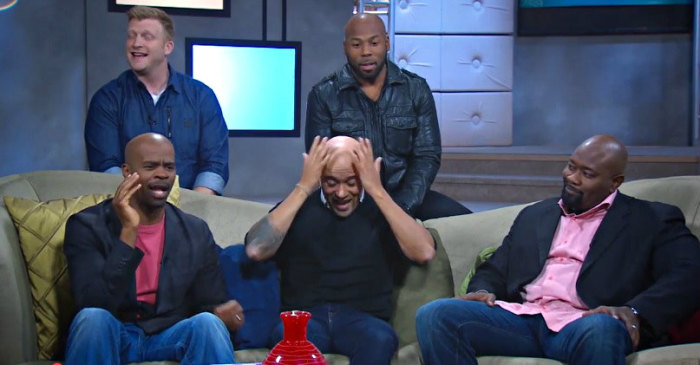 (Clockwise) Michael Boggs, Anthony Evans, Jerry Shirer, Carlos Whittaker, and Michael Jr. appear on 'The Chat' with host Priscilla Shirer.