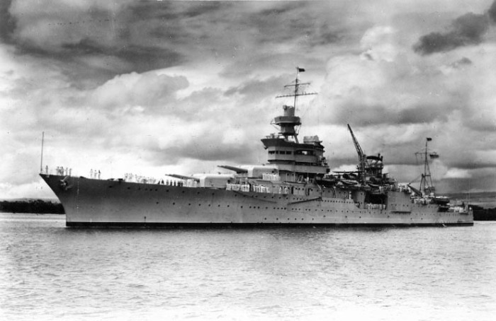 The USS Indianapolis, a World War II battleship sunk in July 1945.