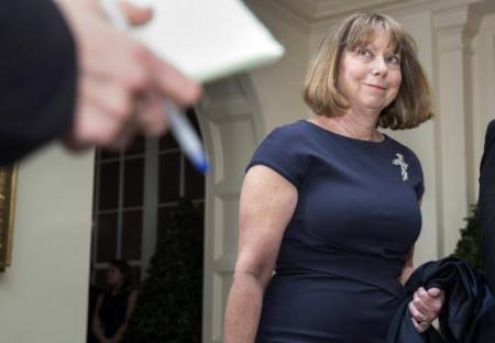 Jill Abramson, ousted executive editor of The New York Times, arrives for the State Dinner held for French President Francois Hollande at the White House in Washington February 11, 2014.