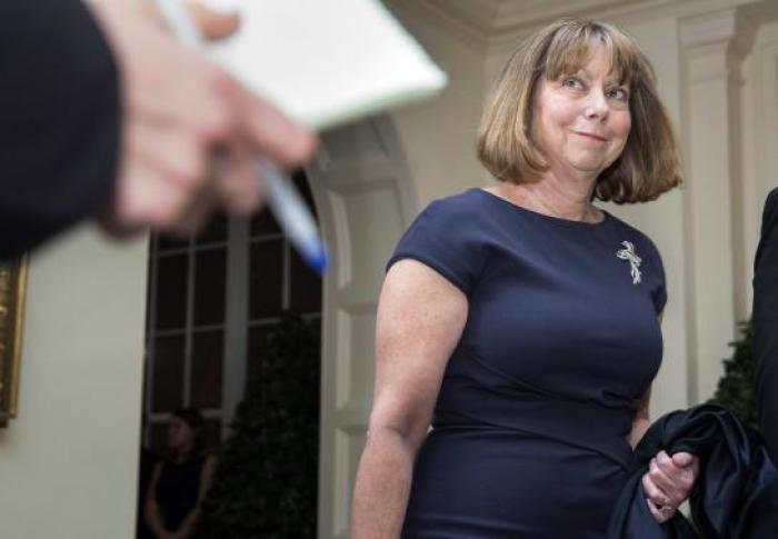 Jill Abramson, ousted executive editor of The New York Times, arrives for the State Dinner held for French President Francois Hollande at the White House in Washington February 11, 2014.