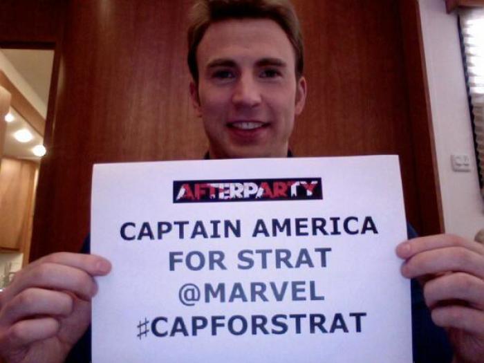 Chris Evans ('Captain America') offering his support for Stratford Caldecott.