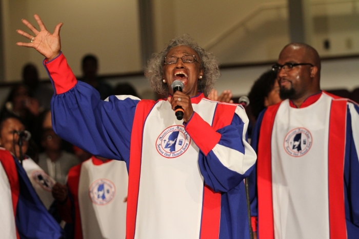 Mama Mosie Burks of the Mississippi Mass Choir performs at the McDonald's Inspiration Celebration Gospel Tour 2014 in Philadelphia on May 22