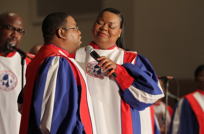 The Mississippi Mass Choir performs at the McDonald's Inspiration Celebration Gospel Tour 2014 in Philadelphia on May 22