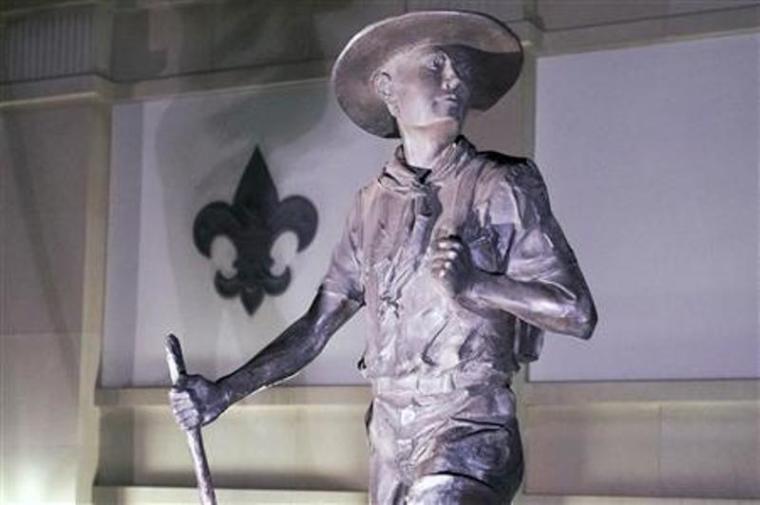 A statue titled 'Trail to Manhood' stands outside the National Scouting Museum in Irving, Texas, in this file photo taken May 22, 2013.