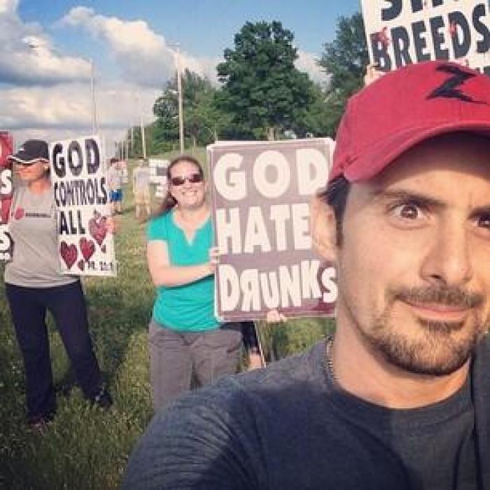 Brad Paisley and Westboro Baptist Church protesters.