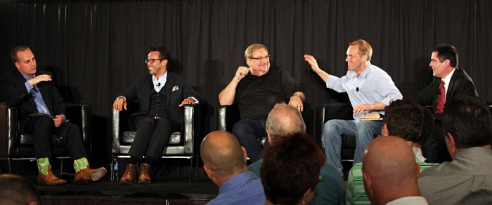 Ethics and Religious Liberty Commission panel on 'Hobby Lobby and the Future of Religious Liberty' with (L to R) Phillip Bethancourt, Samuel Rodriguez, Rick Warren, David Platt and Russell Moore, at the Southern Baptist Convention, Baltimore, Md., June 9, 2014.