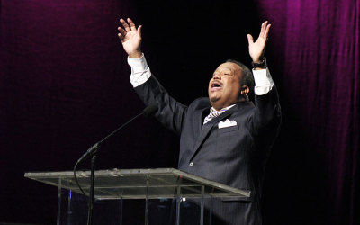 Fred Luter, outgoing Southern Baptist Convention president, delivers a message on Tuesday, June 10, 2014, in Baltimore, Maryland for the Southern Baptist Convention Annual Meeting.