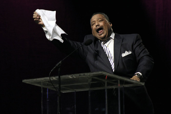 Fred Luter, outgoing Southern Baptist Convention president, delivers a message on Tuesday, June 10, 2014 in Baltimore, Maryland for the Southern Baptist Convention Annual Meeting.
