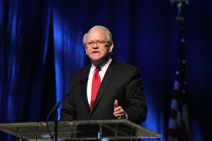 Frank Page, president and CEO of the Southern Baptist Convention's Executive Committee, speaks at the 2014 SBC Annual Meeting in Baltimore, Maryland, June 10-11, 2014.