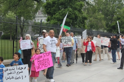 Demonstrators outside of the White House on June 12 2014 demanding that Meriam Ibrahim, a Christian Sudanese woman given the death penalty by Sudan for the charge of apostasy, be freed.