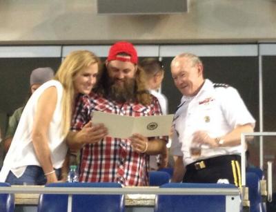 'Duck Dynasty's' Willie Robertson and Korie Robertson attend a Washington Nationals game with Martin Dempsey, the Chairman of the Joint Chiefs of Staff.