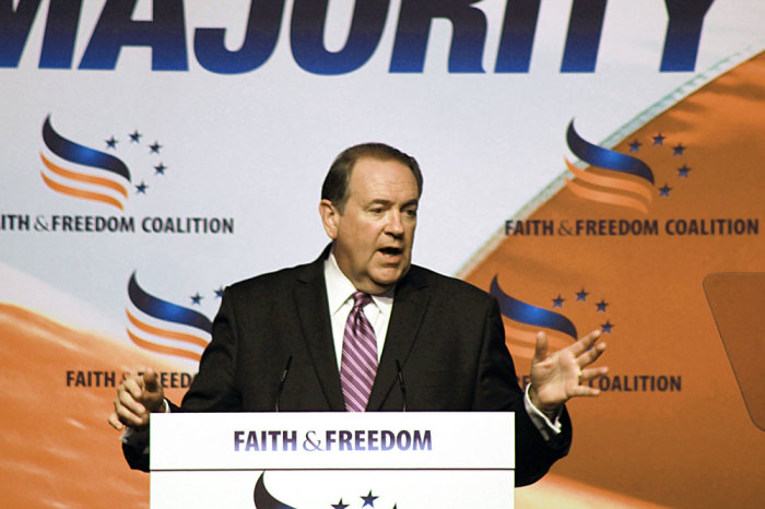 Mike Huckabee, former Arkansas governor and Republican presidential candidate, speaks at the Faith & Freedom Coalition's Road to Majority event in Washington, D.C., on Friday, June 20, 2014.