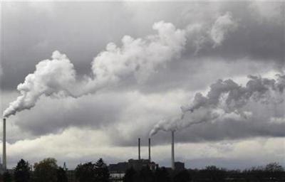 Chimneys of the coal-fired power station are pictured in Mannheim Nov. 8, 2010.