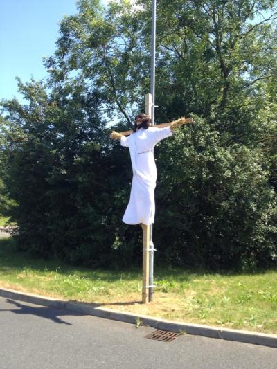 Jesus Christ scarecrow put up in Godmanchester in the U.K. in June, 2014.
