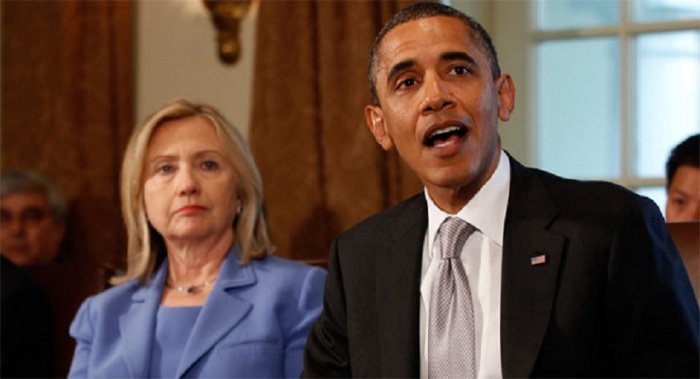 Former Secretary of State, Hillary Clinton (l) and President Barack Obama (r)