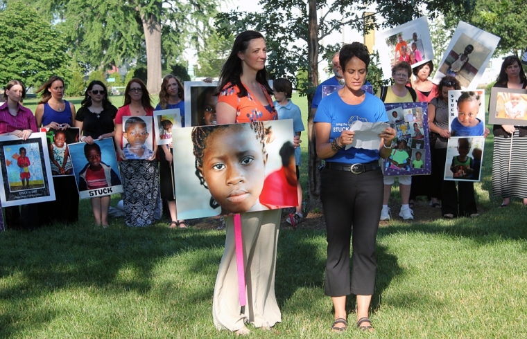 Candlelight vigil for adoptive parents of children stuck in the Democratic Republic of Congo, organized by Kelly Dempsey with Both Ends Burning, Washington, D.C., June 24, 2014.