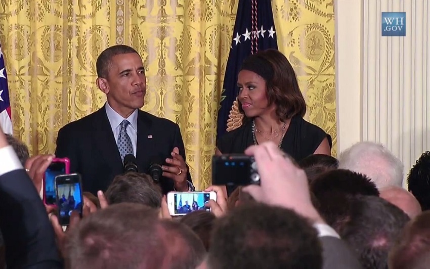 President Obama delivers remarks at a reception celebrating LGBT Pride Month in the East Room of the White House, June 30, 2014.