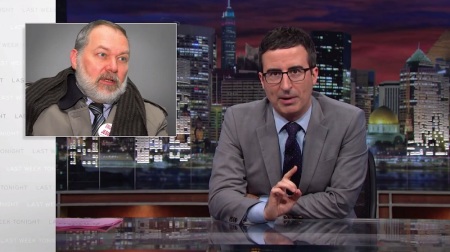 "Last Week Tonight" show host John Oliver mocks pastor and Massachusetts gubernatorial candidate Scott Lively on June 29, 2014.
