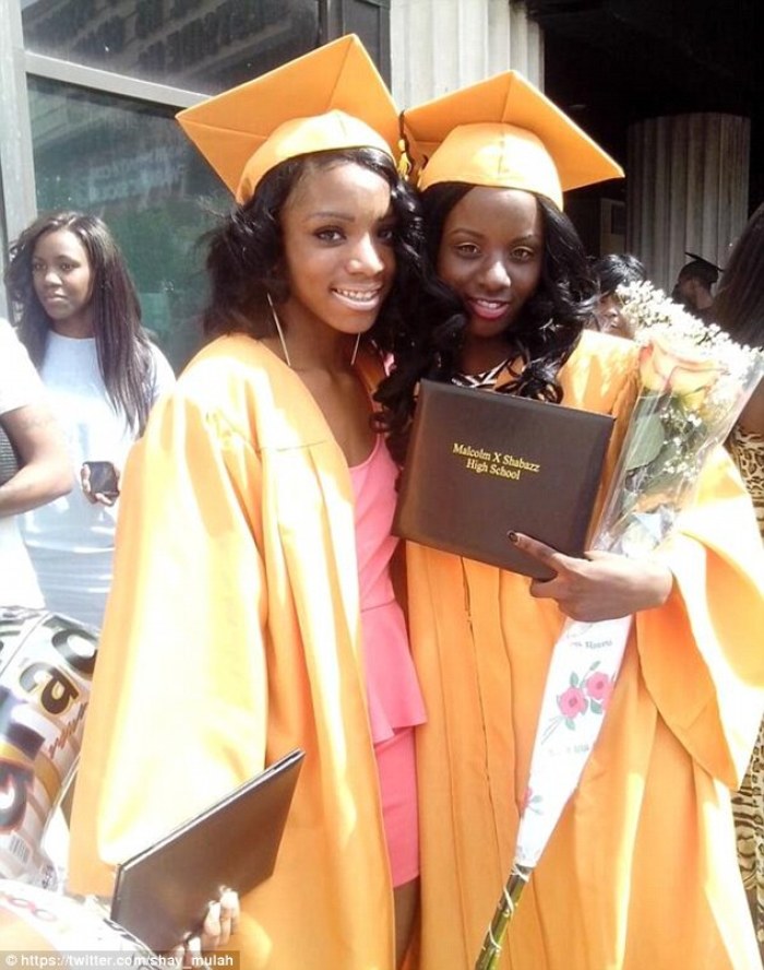 'We made it ... so proud of myself,' Bond (R) captioned this photo of herself on her graduation day from Malcolm X Shabazz High School in Newark, N.J. in June 2014.