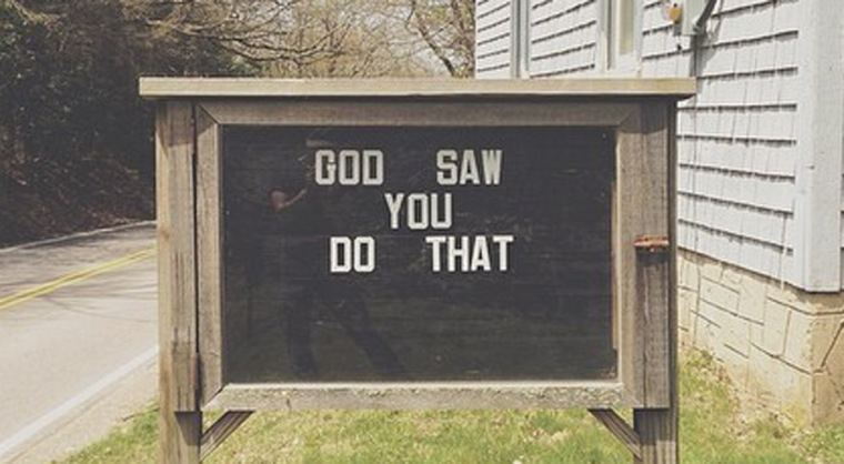 Church sign - God saw