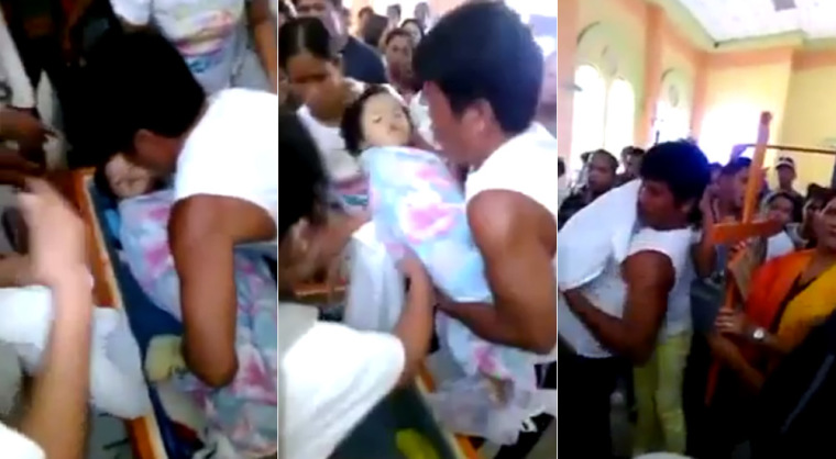 Filipino girl wakes up at funeral