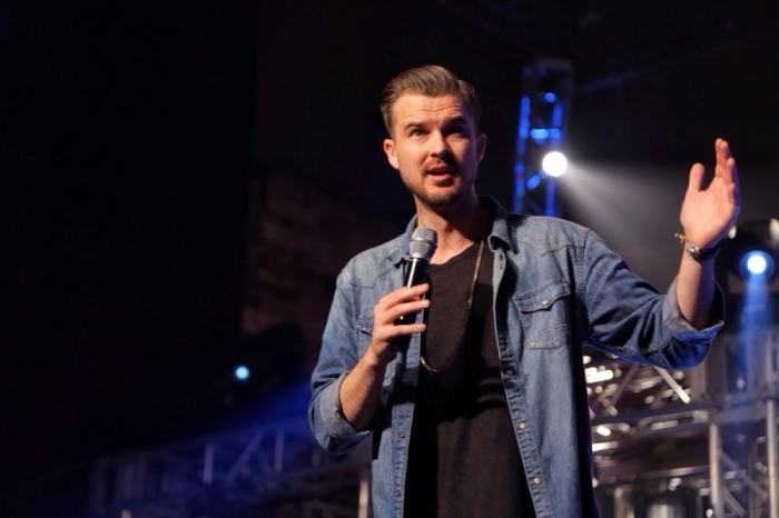 Rich Wilkerson Jr., leader of Miami-based Vous Church, preaches during The Heart Revolution Conference in San Diego, Calif.