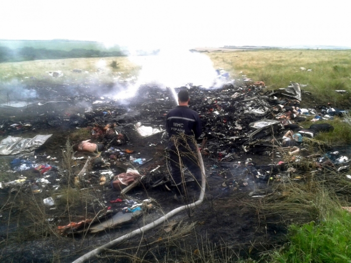 The site of a Malaysia Airlines Boeing 777 plane crash on Thursday in the Donetsk region of Ukraine.